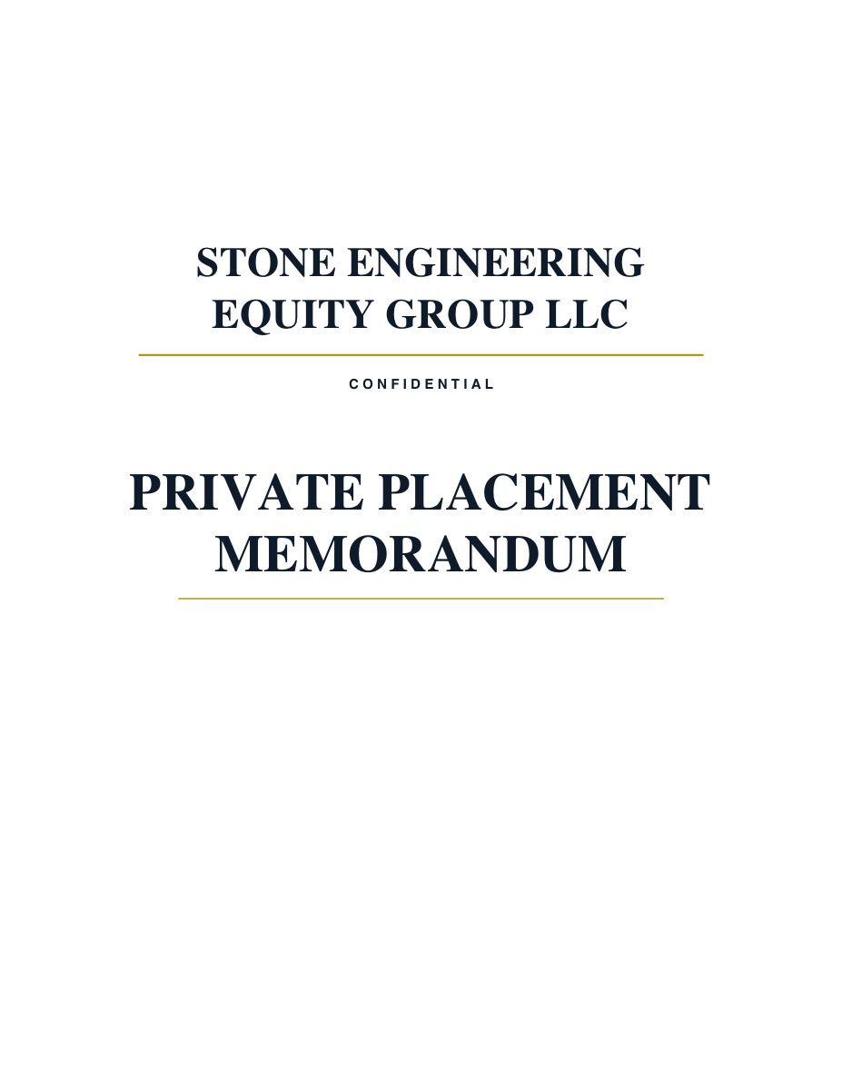 Private Placement Memorandum - Cover